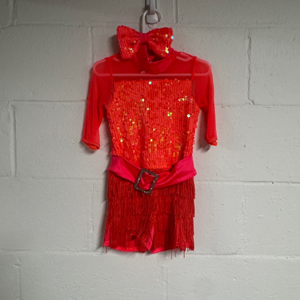 Weissman Coral Fringe Dance Costume
